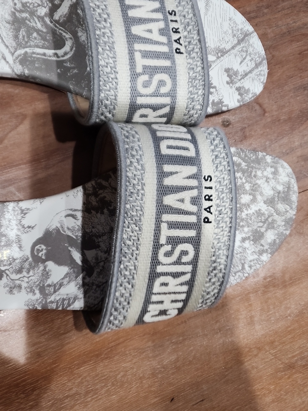 Dior Gray and White Christian Dior Paris Slide Sandals - Picture 7 of 7